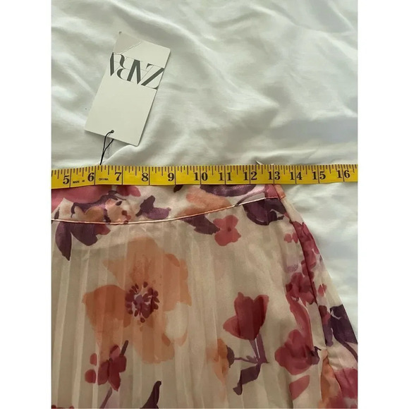 Zara Metallic Thread Floral Print Pleated Midi Skirt - Picture 10 of 12